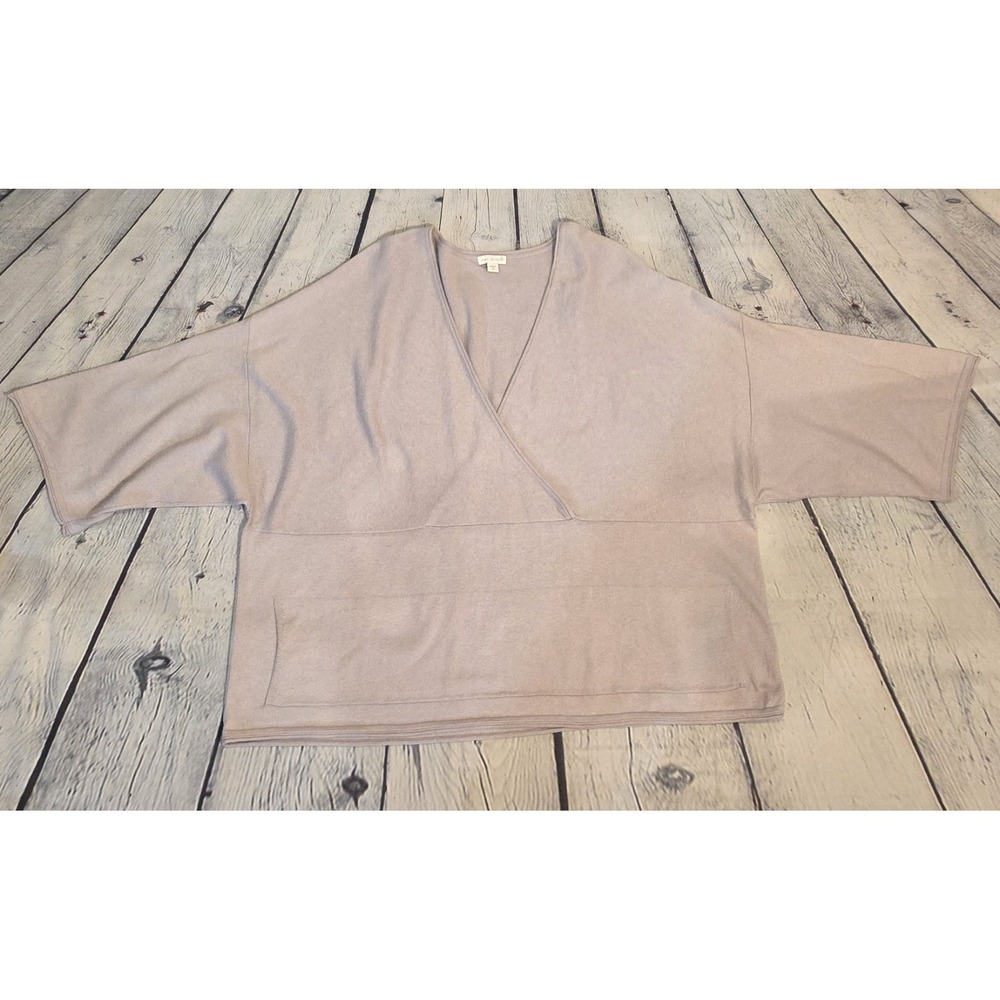 J Jill Pure Jill Wrap Look Top  Wide Sleeves, Gray Womens Sz M (‎ Fits Up To XL) - Picture 4 of 9